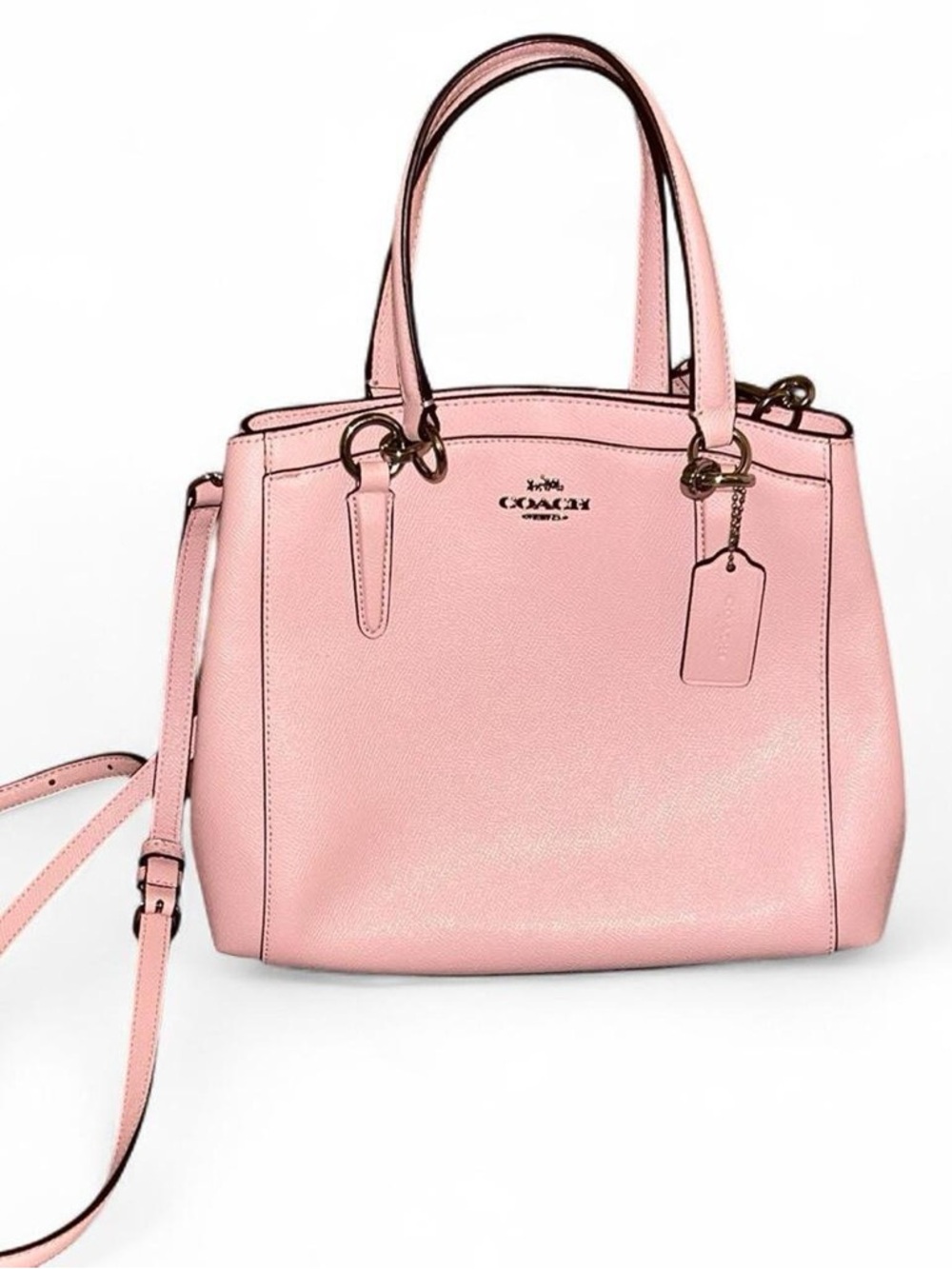 Coach Pink Minetta Leather Satchel Crossbody Bag w/ Strap